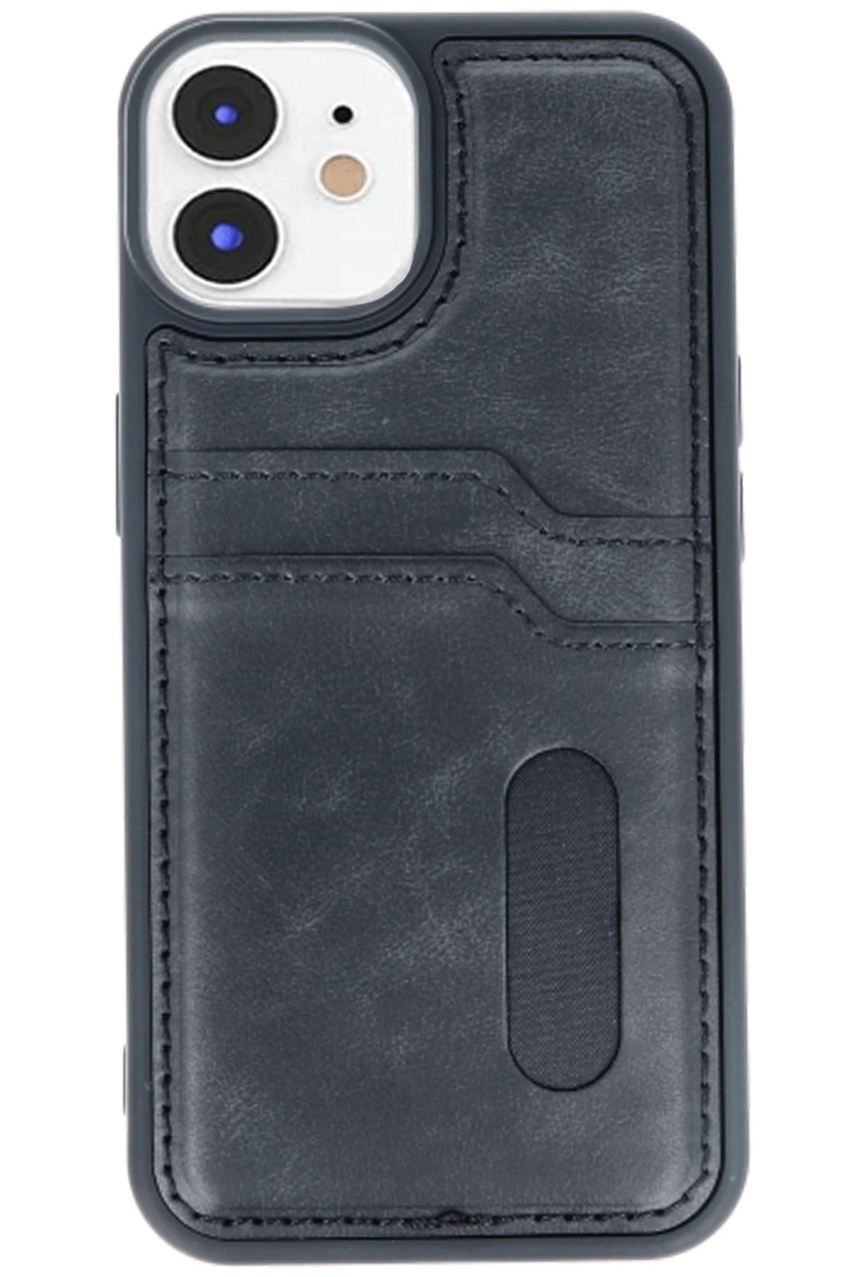 iPhone 11 Kılıf Sara Kartvizitli Deri Kılıf - Siyah-(5796) - Görsel 3