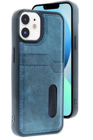 iPhone 11 Kılıf Sara Kartvizitli Deri Kılıf - Lacivert-(5796)