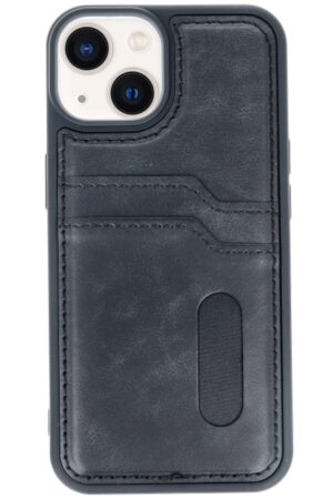 iPhone 14 Kılıf Sara Kartvizitli Deri Kılıf - Siyah-(5796)