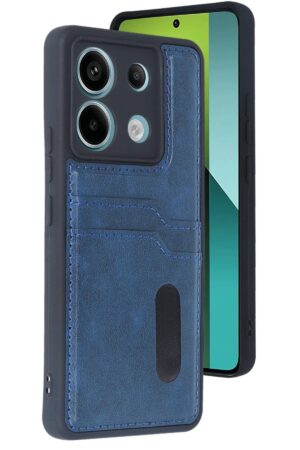 Xiaomi Redmi Note 13 Pro 4G Kılıf Sara Kartvizitli Deri Kılıf - Lacivert-(5796)