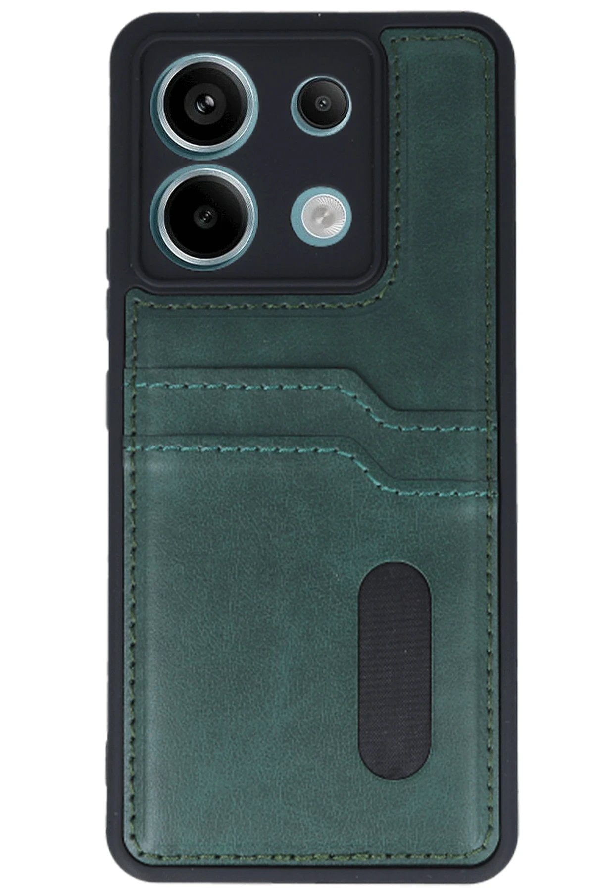 Xiaomi Redmi Note 13 Pro 5G Kılıf Sara Kartvizitli Deri Kılıf - Koyu Yeşil-(5796) - Görsel 2