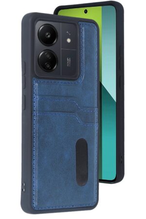 Xiaomi Redmi 13C Kılıf Sara Kartvizitli Deri Kılıf - Lacivert-(5796)