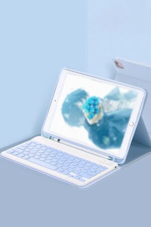 iPad Pro 11 (2024) Kılıf KC01 Smart Klavyeli Tablet Kılıfı - Açık Mavi-(5796)