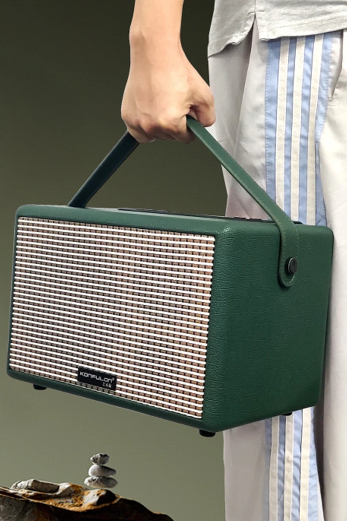 F31 50W Sürücülü 2 Adet Mikrofonlu BT 5.2 Kablosuz Hoparlör - Turuncu-(5796) - Görsel 2