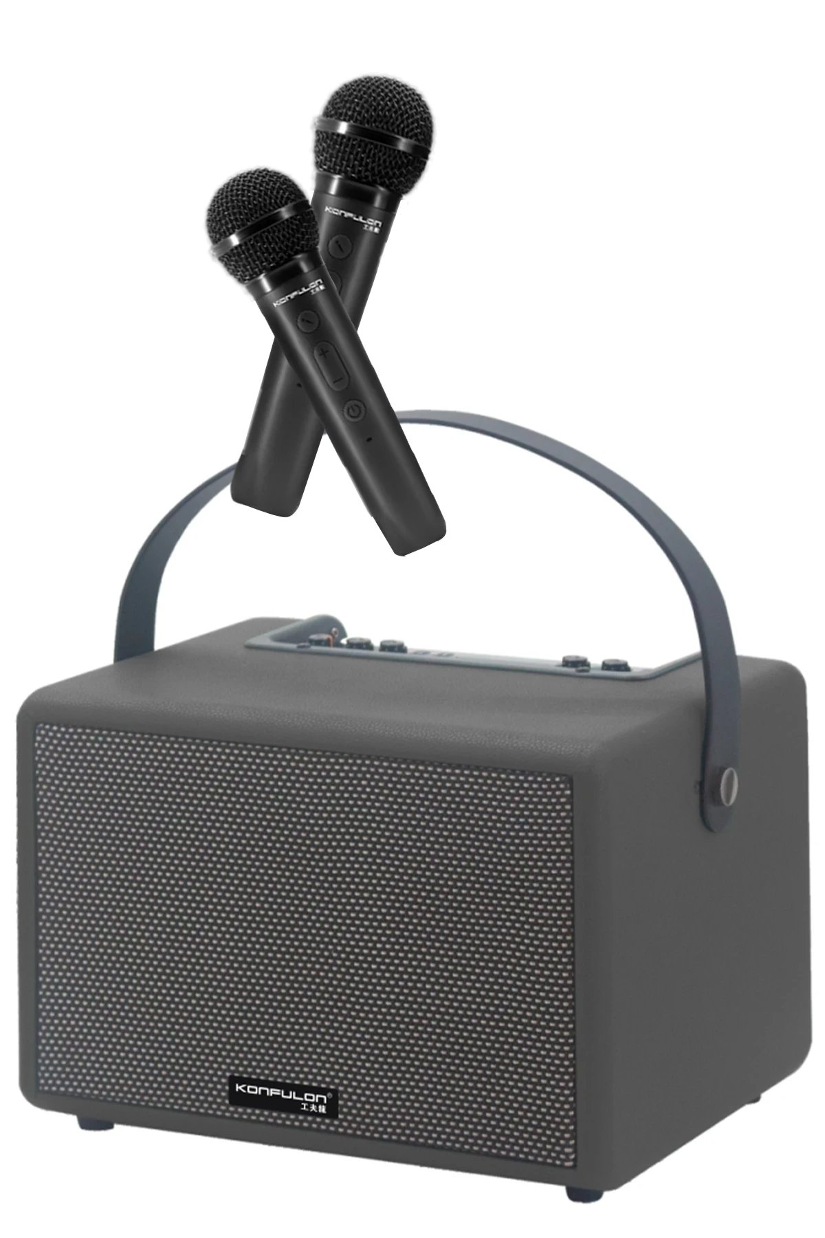 F31 50W Sürücülü 2 Adet Mikrofonlu BT 5.2 Kablosuz Hoparlör - Turuncu-(5796) - Görsel 3