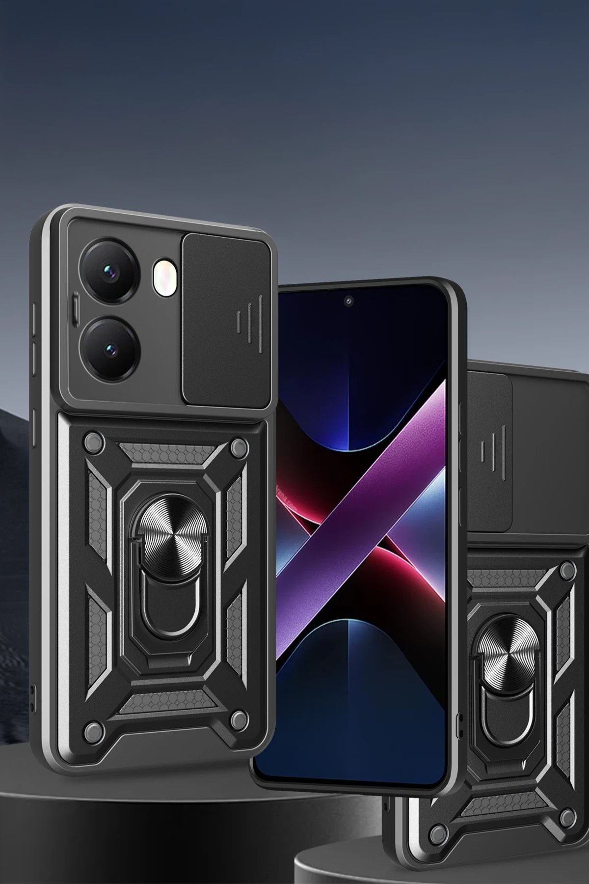 Xiaomi Poco X7 Pro Kılıf Pars Lens Yüzüklü Silikon - Kırmızı-(5796) - Görsel 2