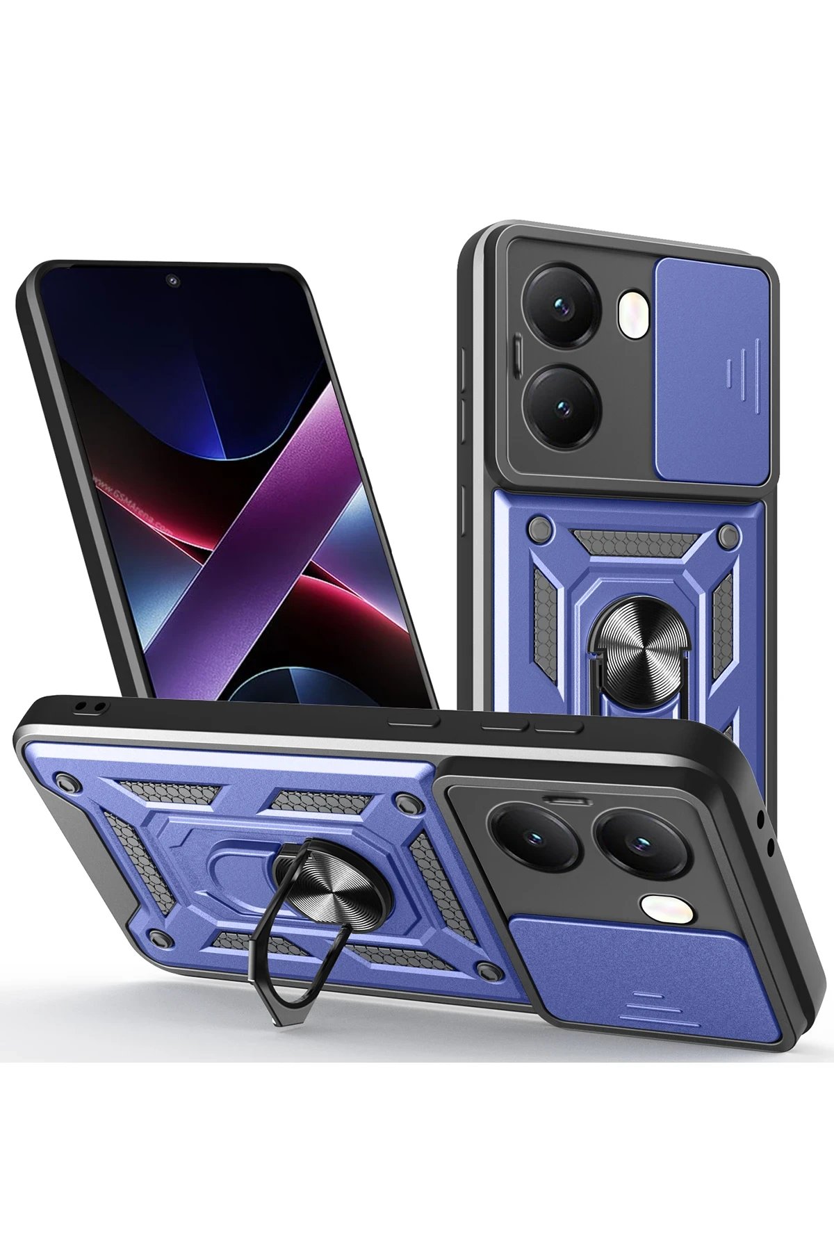 Xiaomi Poco X7 Pro Kılıf Pars Lens Yüzüklü Silikon - Lacivert-(5796)