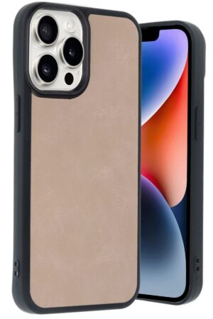 iPhone 14 Pro Max Kılıf Aras Deri Kapak - Pudra-(5796)