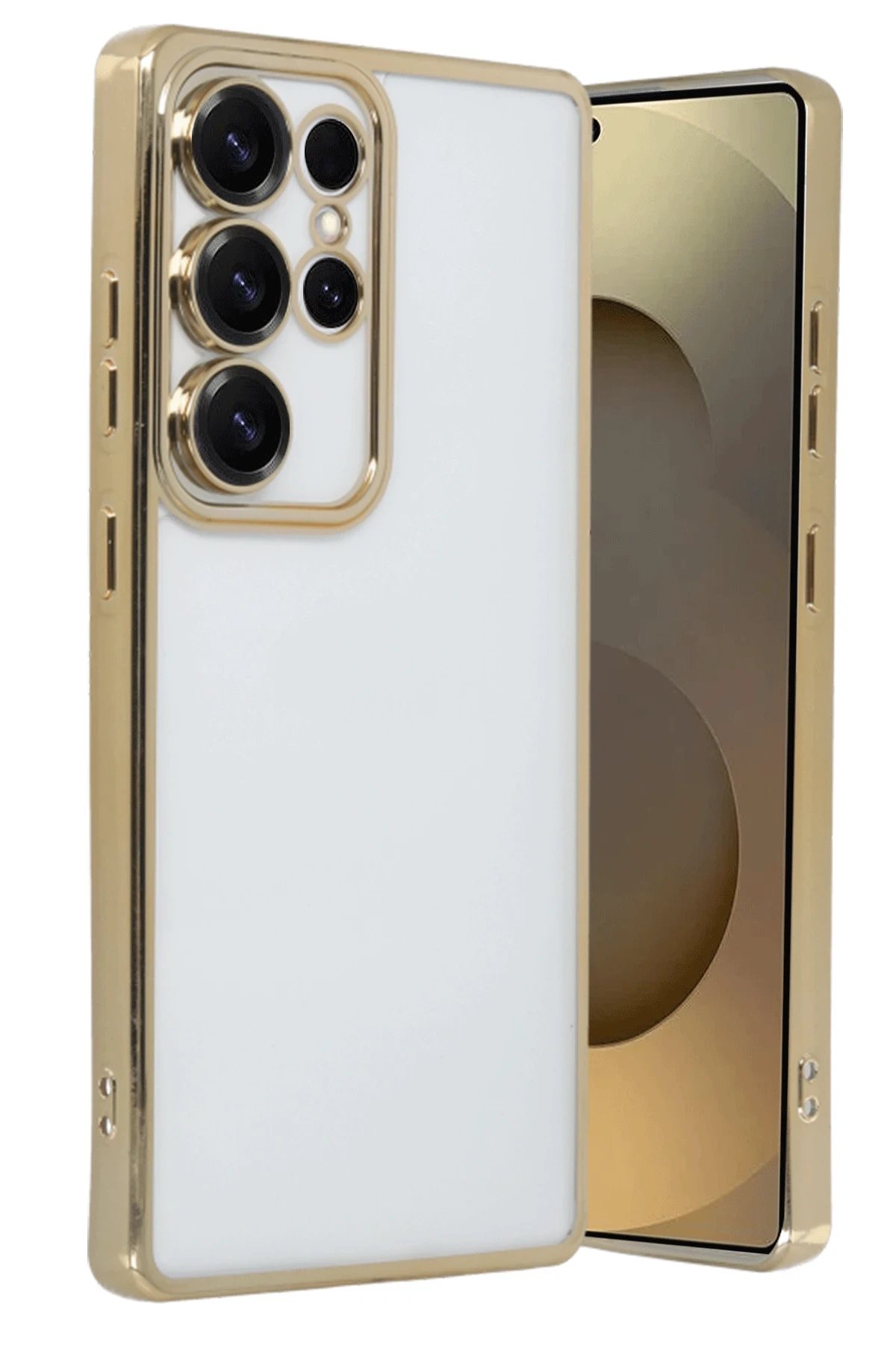 Samsung Galaxy S25 Ultra Kılıf Lensli Silikon - Gold-(5796) - Görsel 2