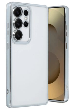 Samsung Galaxy S25 Ultra Kılıf Lensli Silikon - Gümüş-(5796)