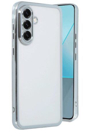 Samsung Galaxy A56 Kılıf Lensli Silikon - Gümüş-(5796)