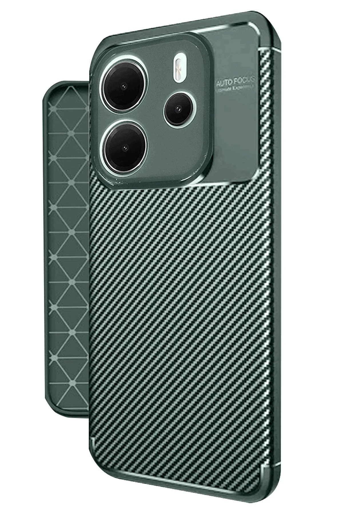 Xiaomi Redmi Note 14 4G Kılıf Auto Focus Karbon Kapak - Koyu Yeşil-(5796) - Görsel 2