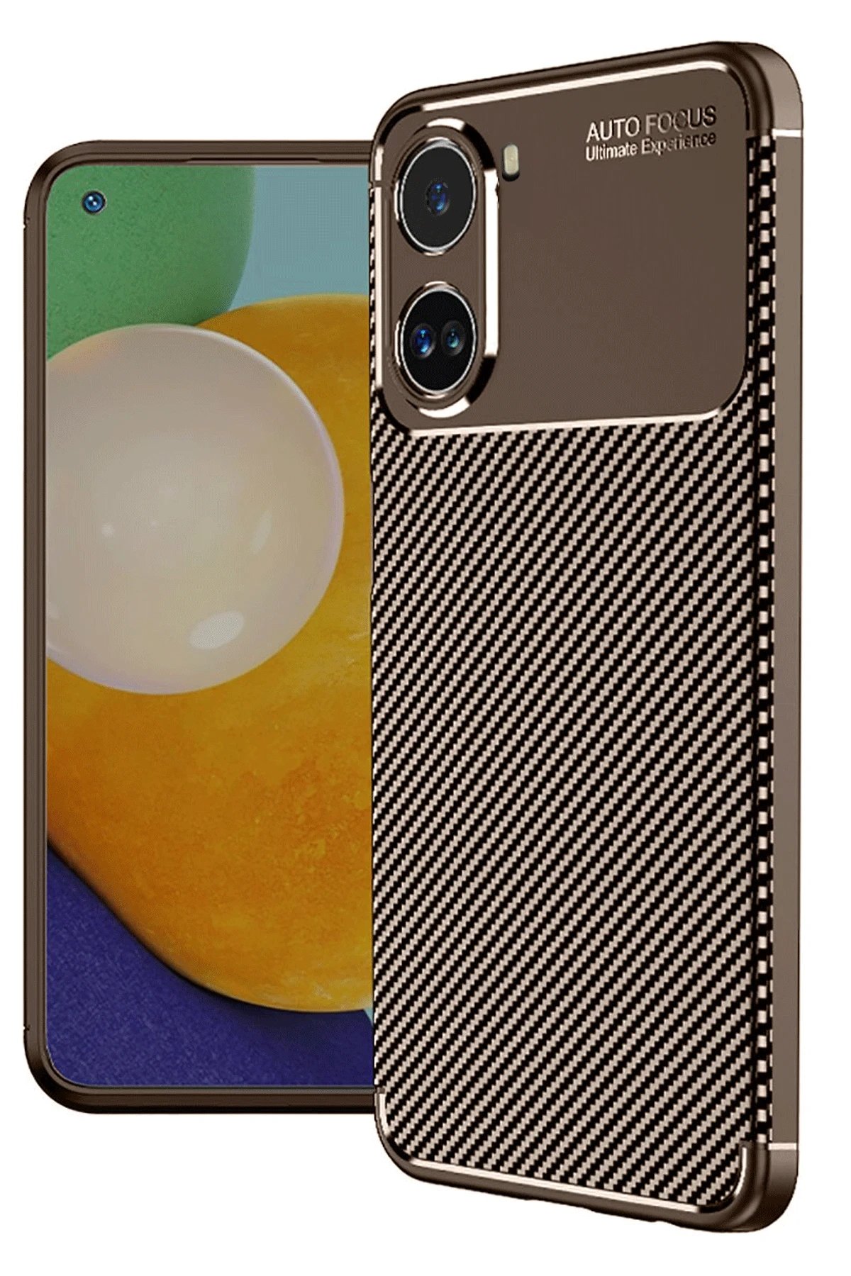 Xiaomi Poco X7 Pro Kılıf Auto Focus Karbon Kapak - Kahverengi-(5796)