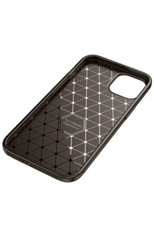 iPhone 14 Kılıf Auto Focus Karbon Kapak - Kahverengi-(5796)