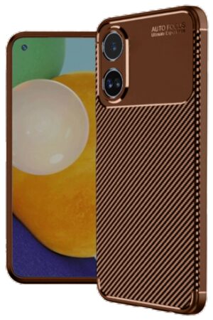 Oppo A38 Kılıf Auto Focus Karbon Kapak - Kahverengi-(5796)