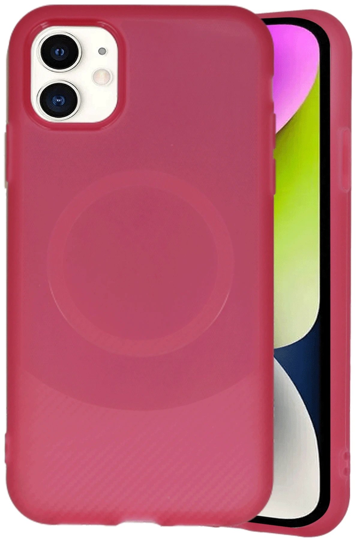 iPhone 11 Kılıf Maya Karbon Kapak - Bordo-(5796) - Görsel 3