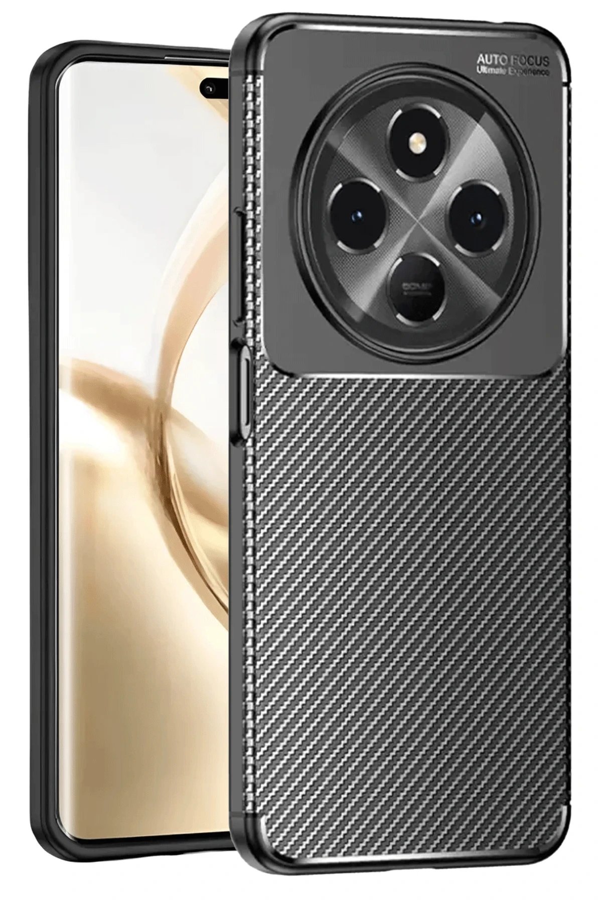 Tecno Spark 30 Kılıf Auto Focus Karbon Kapak - Siyah-(5796)