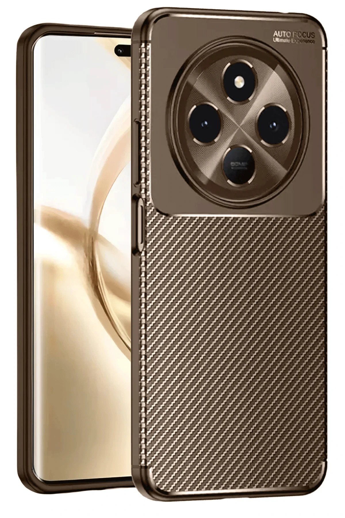 Tecno Spark 30 Kılıf Auto Focus Karbon Kapak - Kahverengi-(5796) - Görsel 2