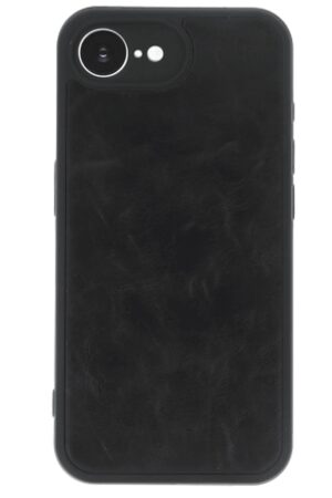 iPhone 16E Kılıf Aras Deri Kapak - Siyah-(5796)