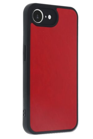 iPhone 16E Kılıf Aras Deri Kapak - Kırmızı-(5796)