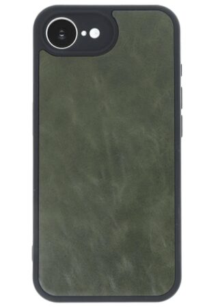 iPhone 16E Kılıf Aras Deri Kapak - Koyu Yeşil-(5796)