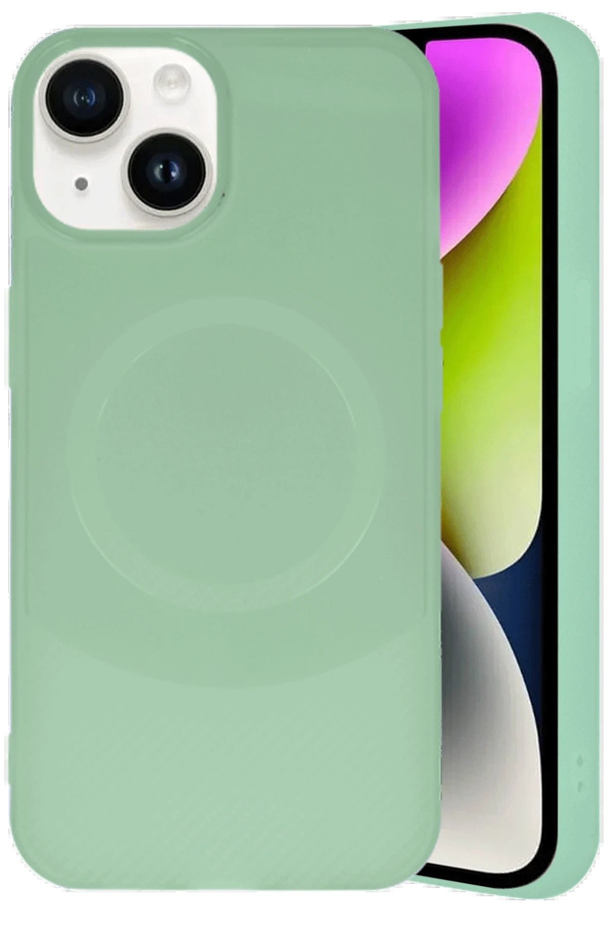 iPhone 14 Kılıf Maya Karbon Kapak - Su Yeşili-(5796)