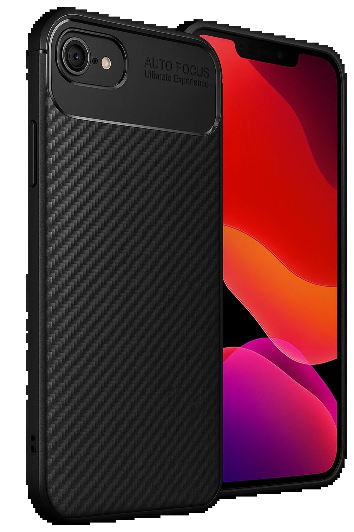 iPhone 16E Kılıf Auto Focus Karbon Kapak - Siyah-(5796) - Görsel 2