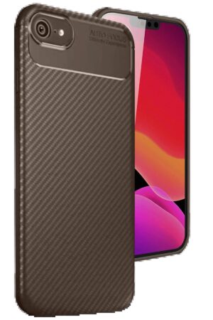 iPhone 16E Kılıf Auto Focus Karbon Kapak - Kahverengi-(5796)