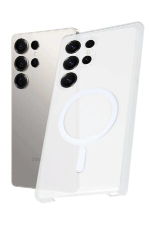 Samsung Galaxy S24 Ultra Kılıf PC Zara Magsafe Şeffaf Kılıf - Şeffaf-(5796)