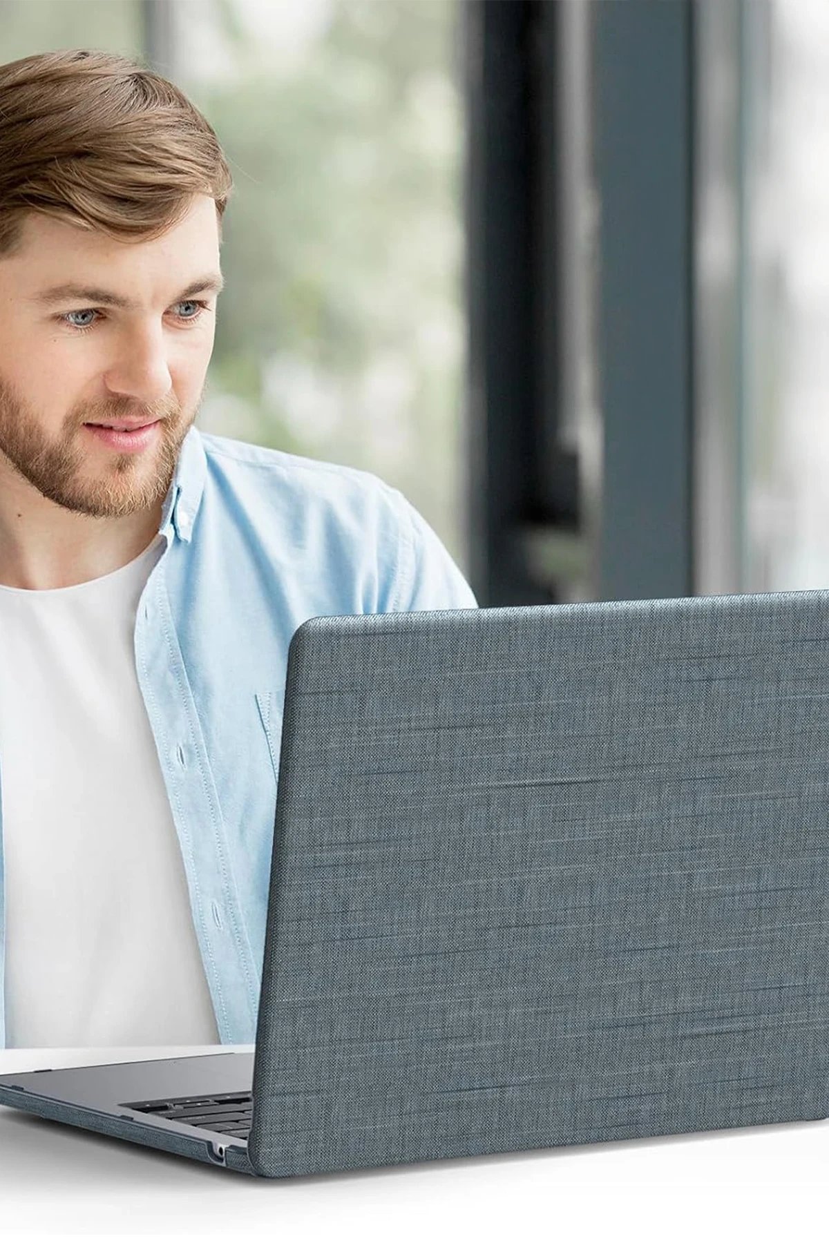 Macbook Air 13.6 Macbook Kumaş Kapak - Gri-(5796) - Görsel 4