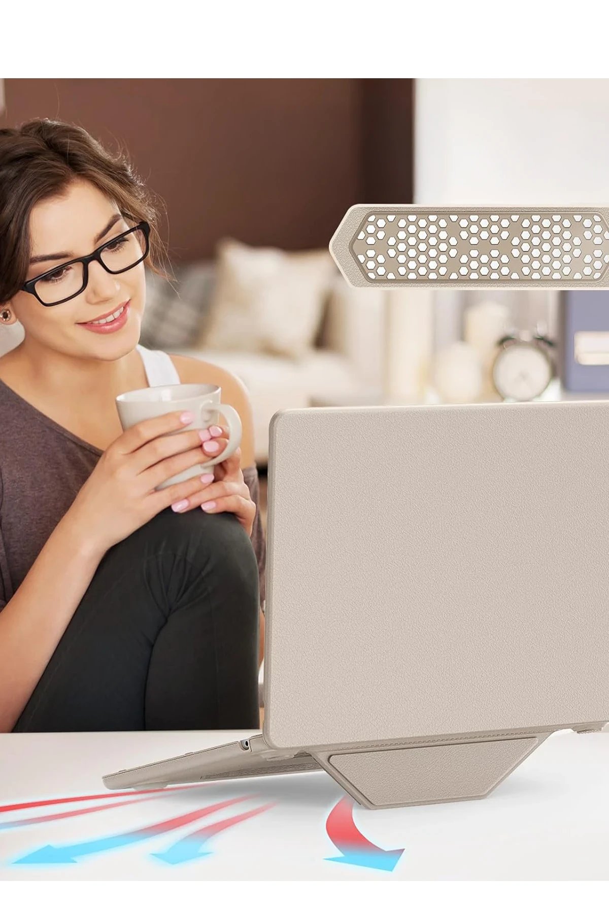 Macbook Pro 14 2021 Macbook Deri Kapak - Gold-(5796) - Görsel 4