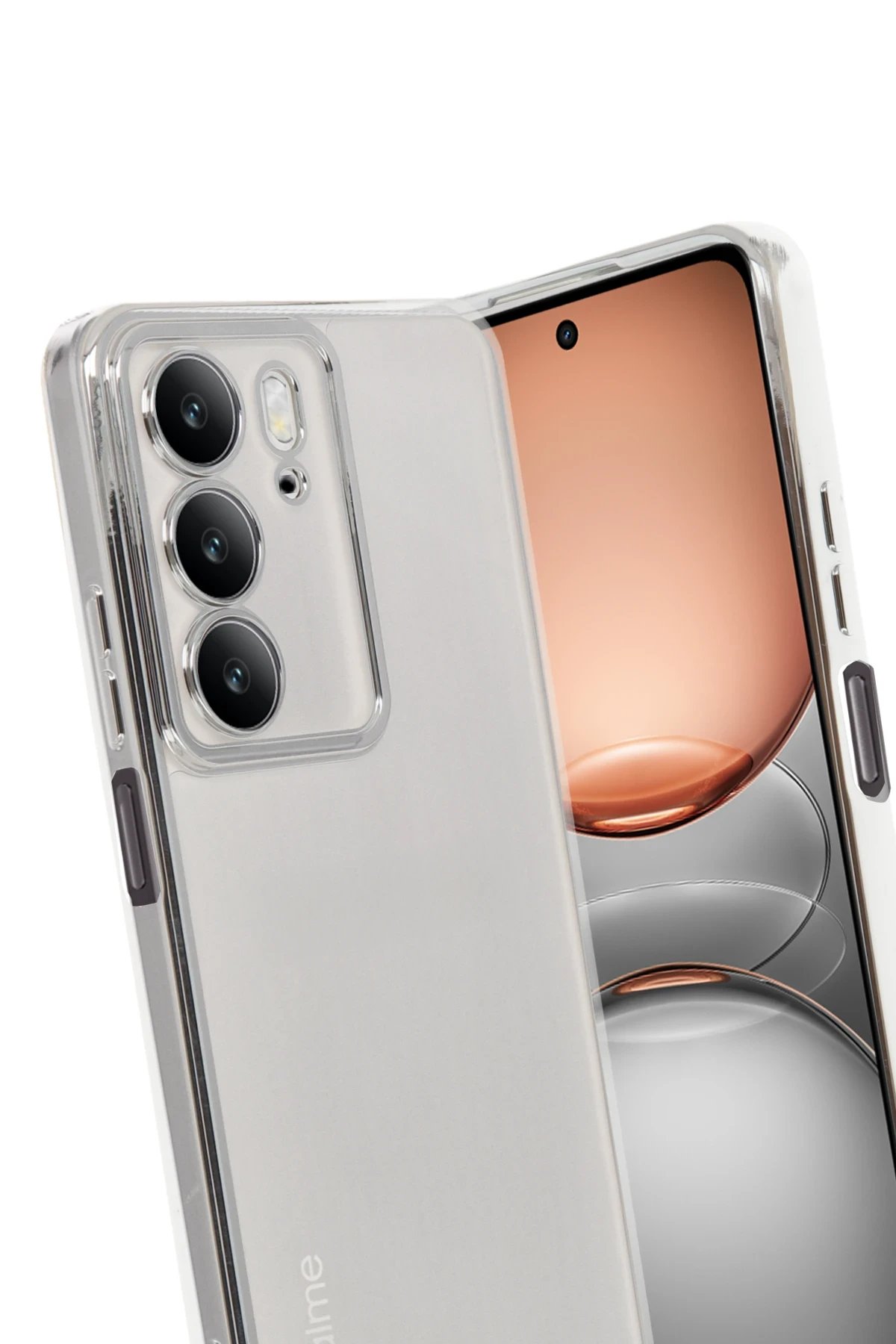 Realme C75 4G Kılıf Lensli Silikon - Gümüş-(5796) - Görsel 2