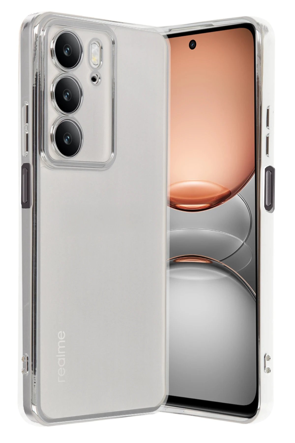 Realme C75 4G Kılıf Lensli Silikon - Gümüş-(5796) - Görsel 3