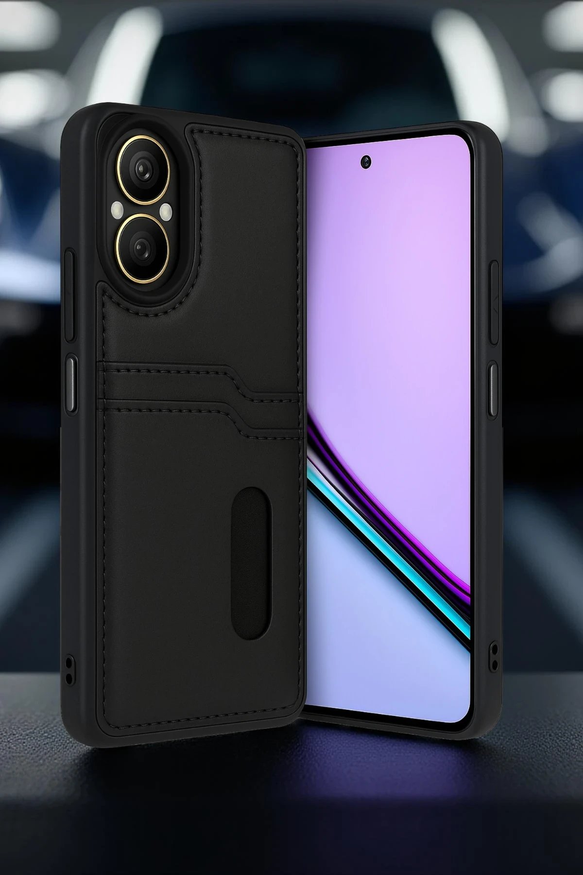 Realme 12 Lite Kılıf Sara Kartvizitli Deri Kılıf - Koyu Yeşil-(5796) - Görsel 2