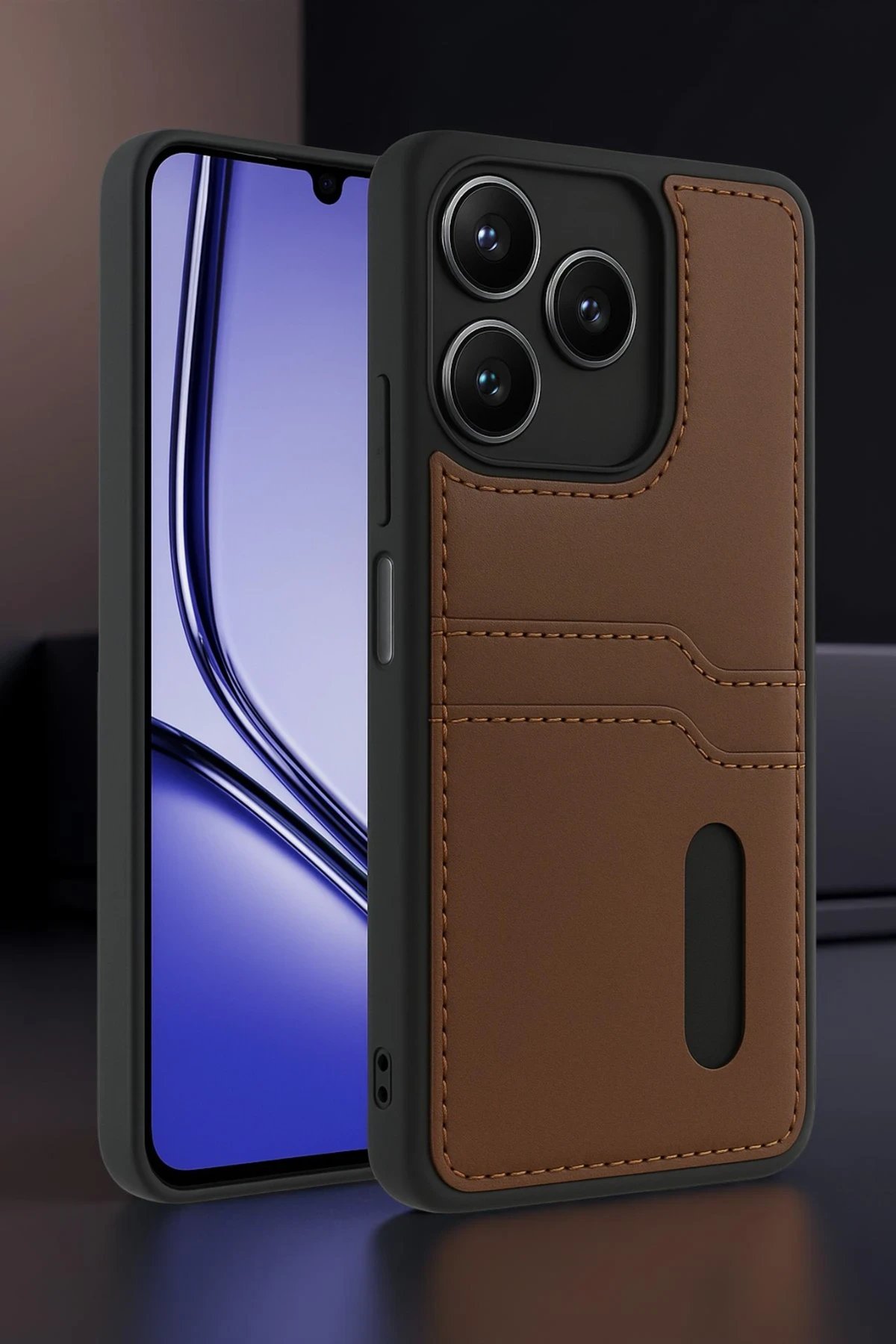 Realme Note 50 4G Kılıf Sara Kartvizitli Deri Kılıf - Lacivert-(5796) - Görsel 2