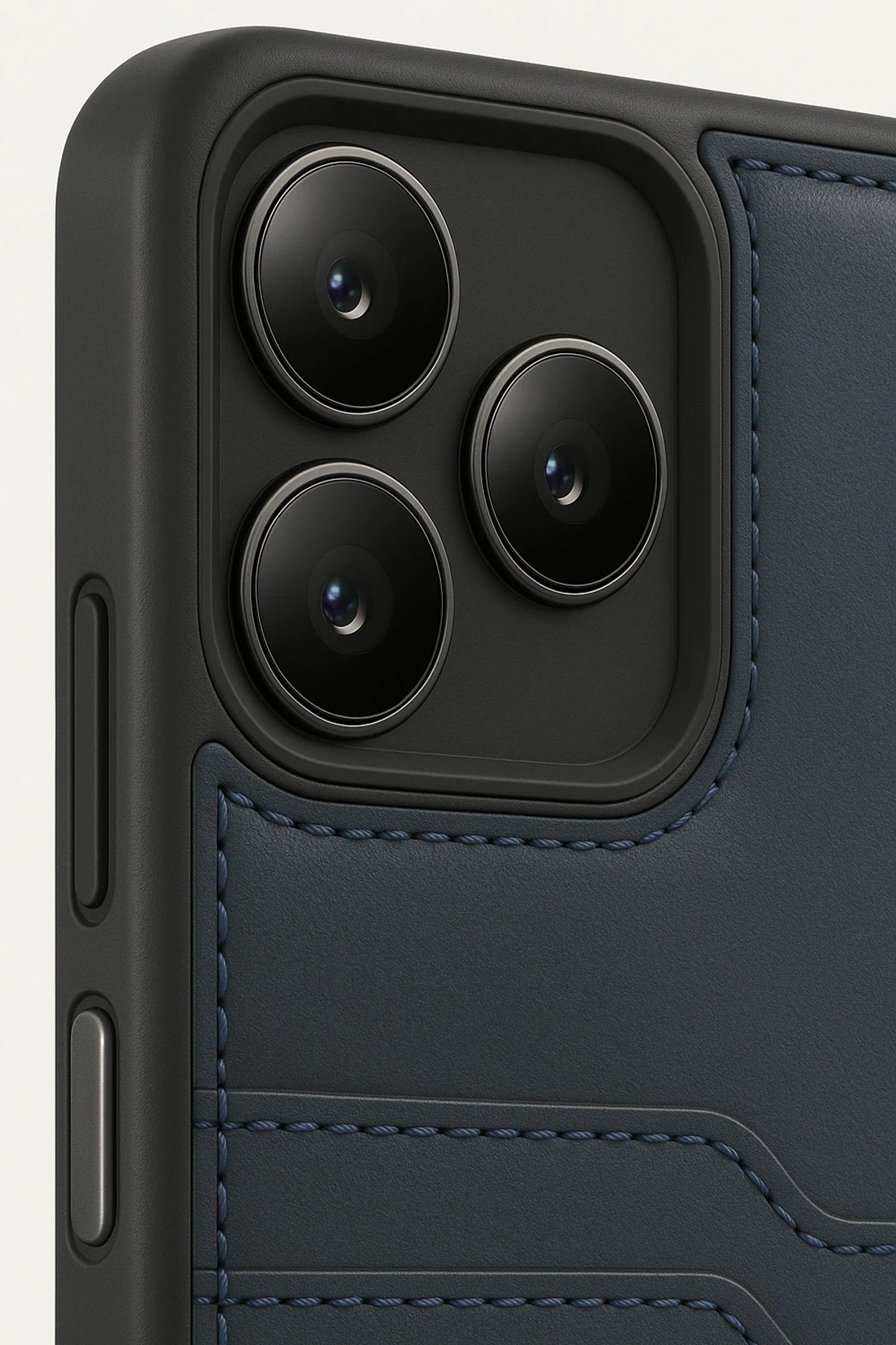 Realme Note 50 4G Kılıf Sara Kartvizitli Deri Kılıf - Lacivert-(5796) - Görsel 3