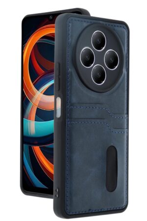 Xiaomi Redmi 14C Kılıf Sara Kartvizitli Deri Kılıf - Lacivert-(5796)