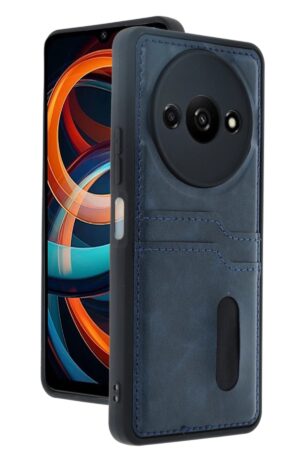 Xiaomi Redmi A3 4G Kılıf Sara Kartvizitli Deri Kılıf - Lacivert-(5796)