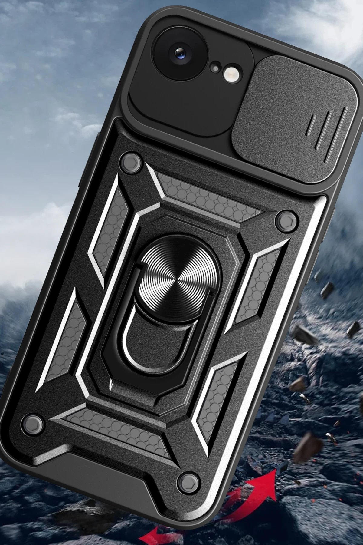 iPhone 16E Kılıf Pars Lens Yüzüklü Silikon - Yeşil-(5796) - Görsel 2