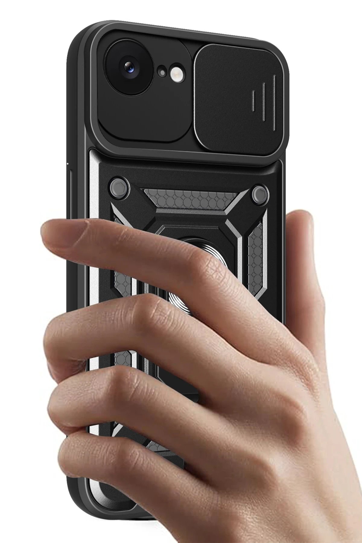 iPhone 16E Kılıf Pars Lens Yüzüklü Silikon - Yeşil-(5796) - Görsel 3