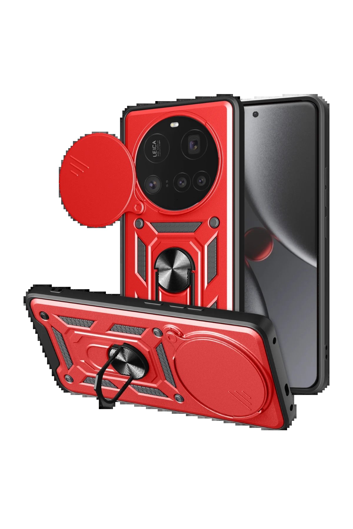 Xiaomi Mi 15 Ultra Kılıf Pars Lens Yüzüklü Silikon - Kırmızı-(5796)