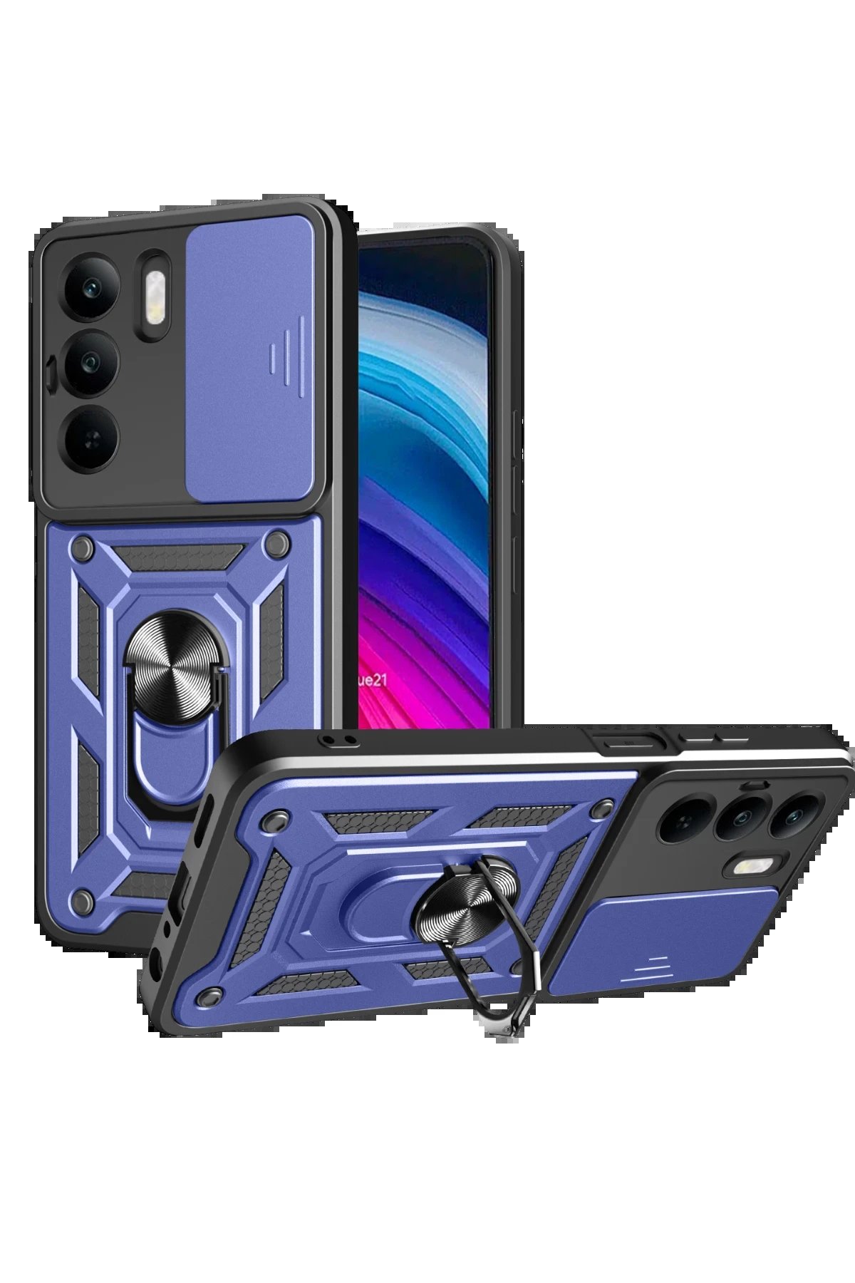 Realme C75 4G Kılıf Pars Lens Yüzüklü Silikon - Lacivert-(5796)