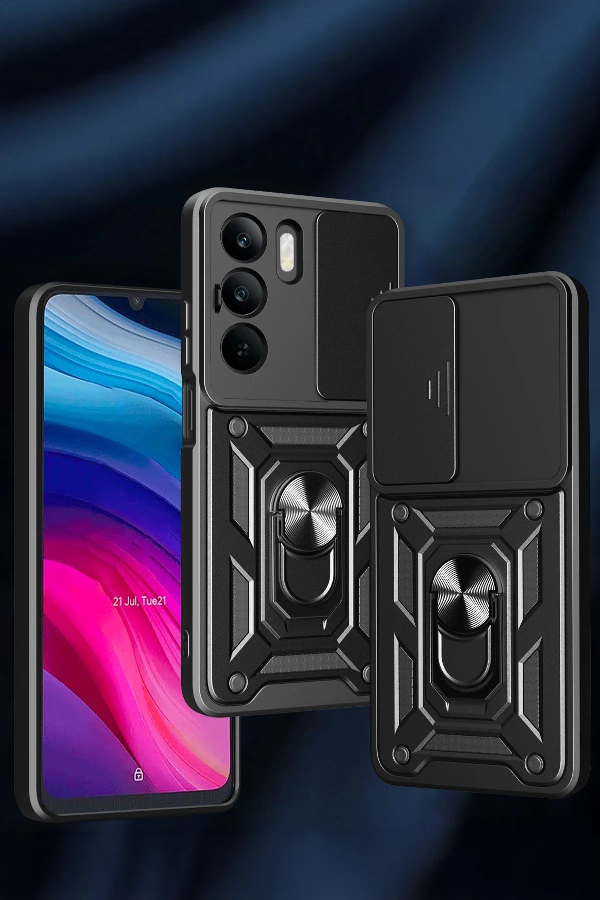 Realme C75 4G Kılıf Pars Lens Yüzüklü Silikon - Lacivert-(5796) - Görsel 2