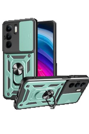 Realme C75 4G Kılıf Pars Lens Yüzüklü Silikon - Yeşil-(5796)