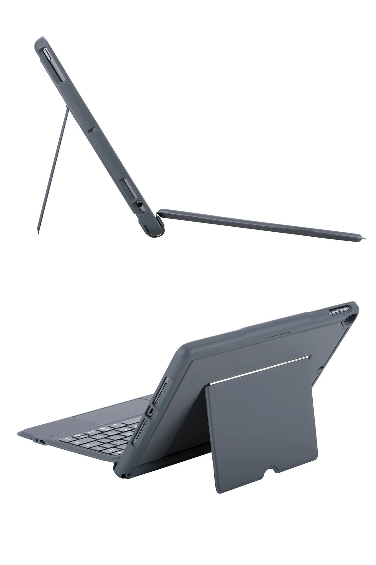 T5506D iPad 10.2 (9.Nesil) Kılıf Palermo Ledli Klavyeli Standlı Tablet Kılıfı - Siyah-(5796) - Görsel 4