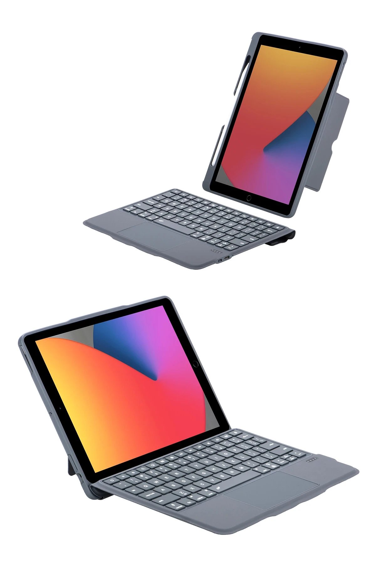 T5506D iPad 10.2 (9.Nesil) Kılıf Palermo Ledli Klavyeli Standlı Tablet Kılıfı - Siyah-(5796) - Görsel 5