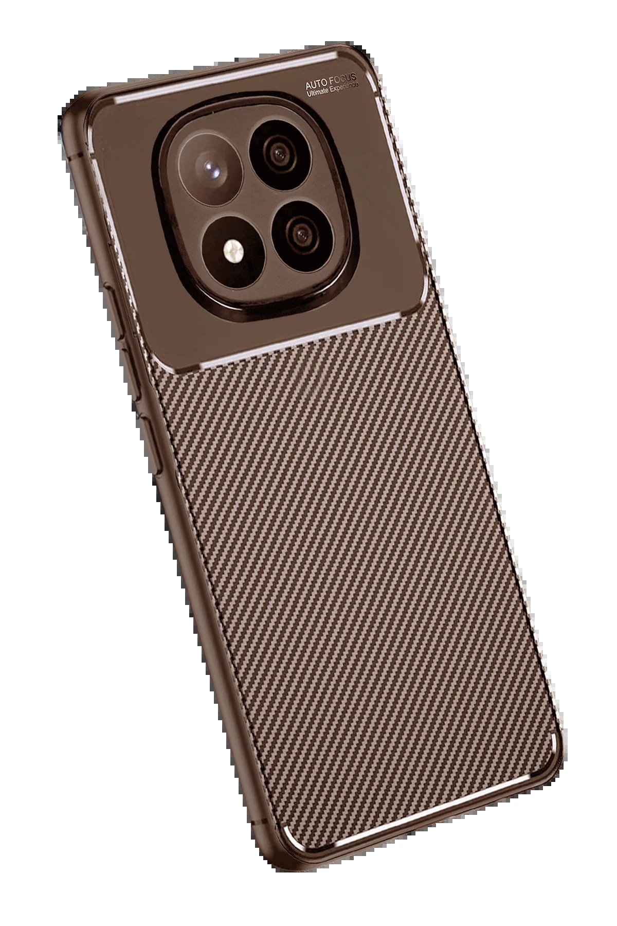 Xiaomi Redmi Note 14 Pro Plus Kılıf Auto Focus Karbon Kapak - Kahverengi-(5796) - Görsel 3