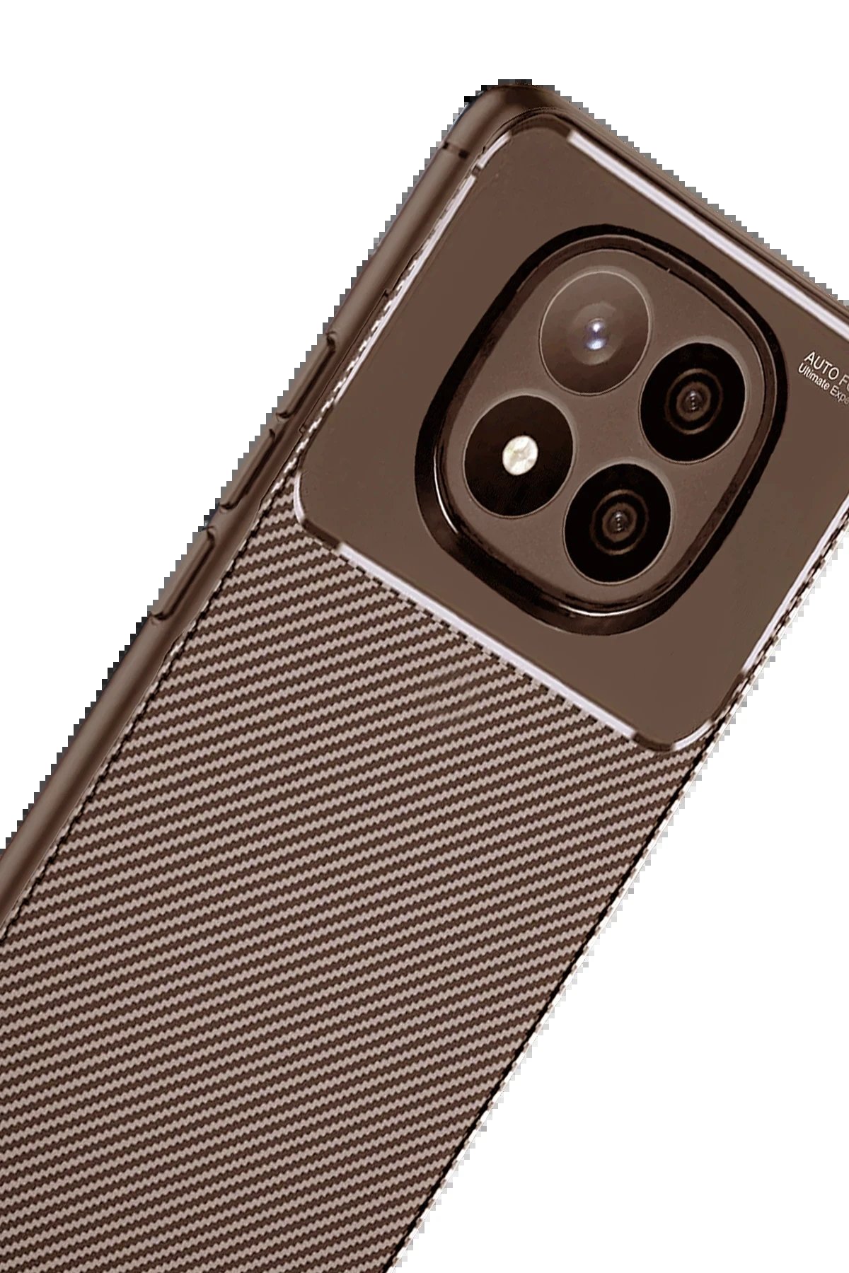 Xiaomi Redmi Note 14 Pro Plus Kılıf Auto Focus Karbon Kapak - Kahverengi-(5796) - Görsel 4