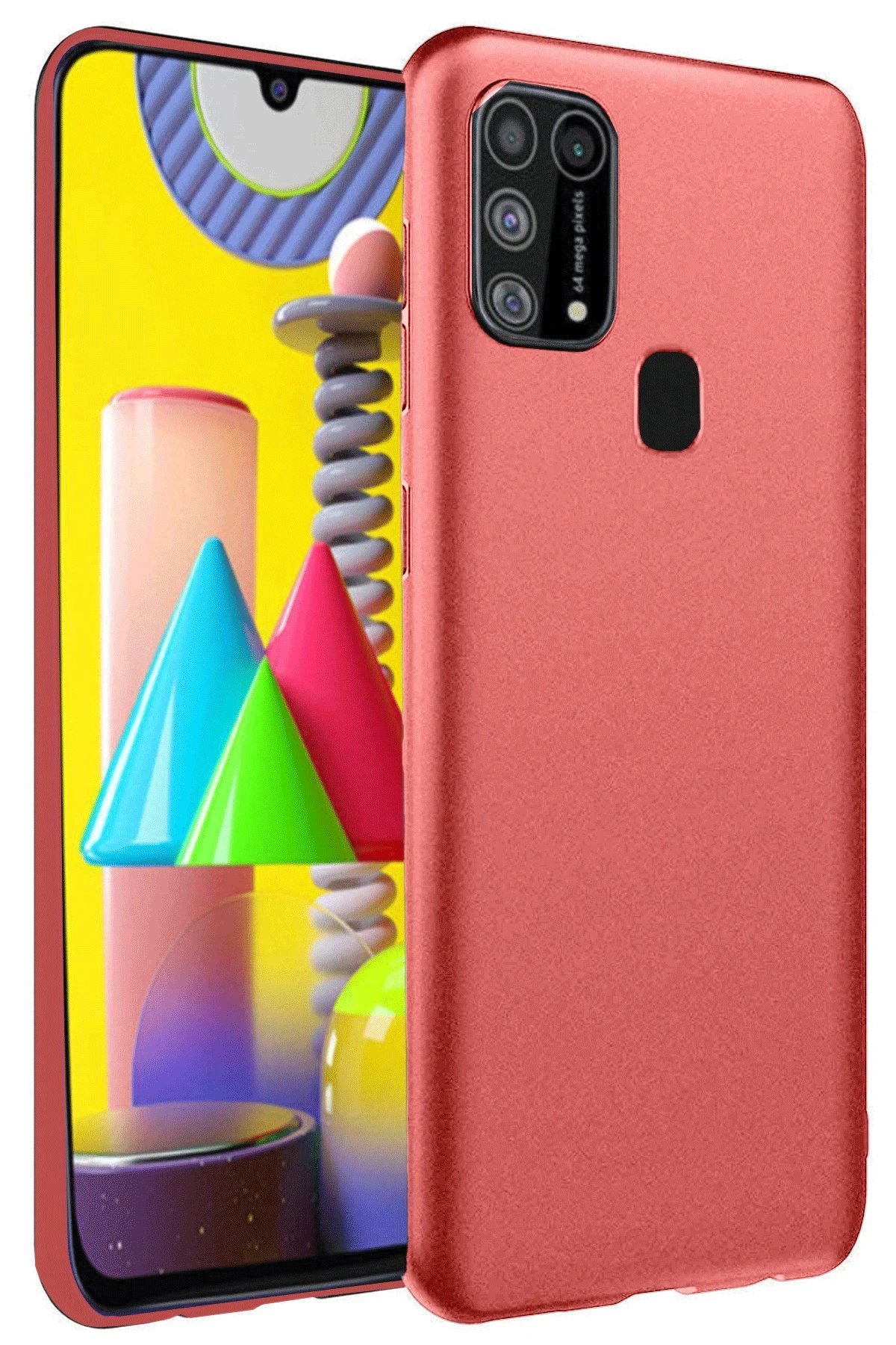 Samsung Galaxy M31 Kılıf Nano içi Kadife Silikon - Kiremit-(5796) - Görsel 2