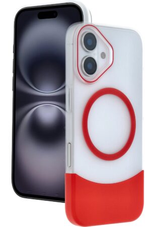 Apple iPhone 16 Velar Magsafe Kapak - Kırmızı-(5796)